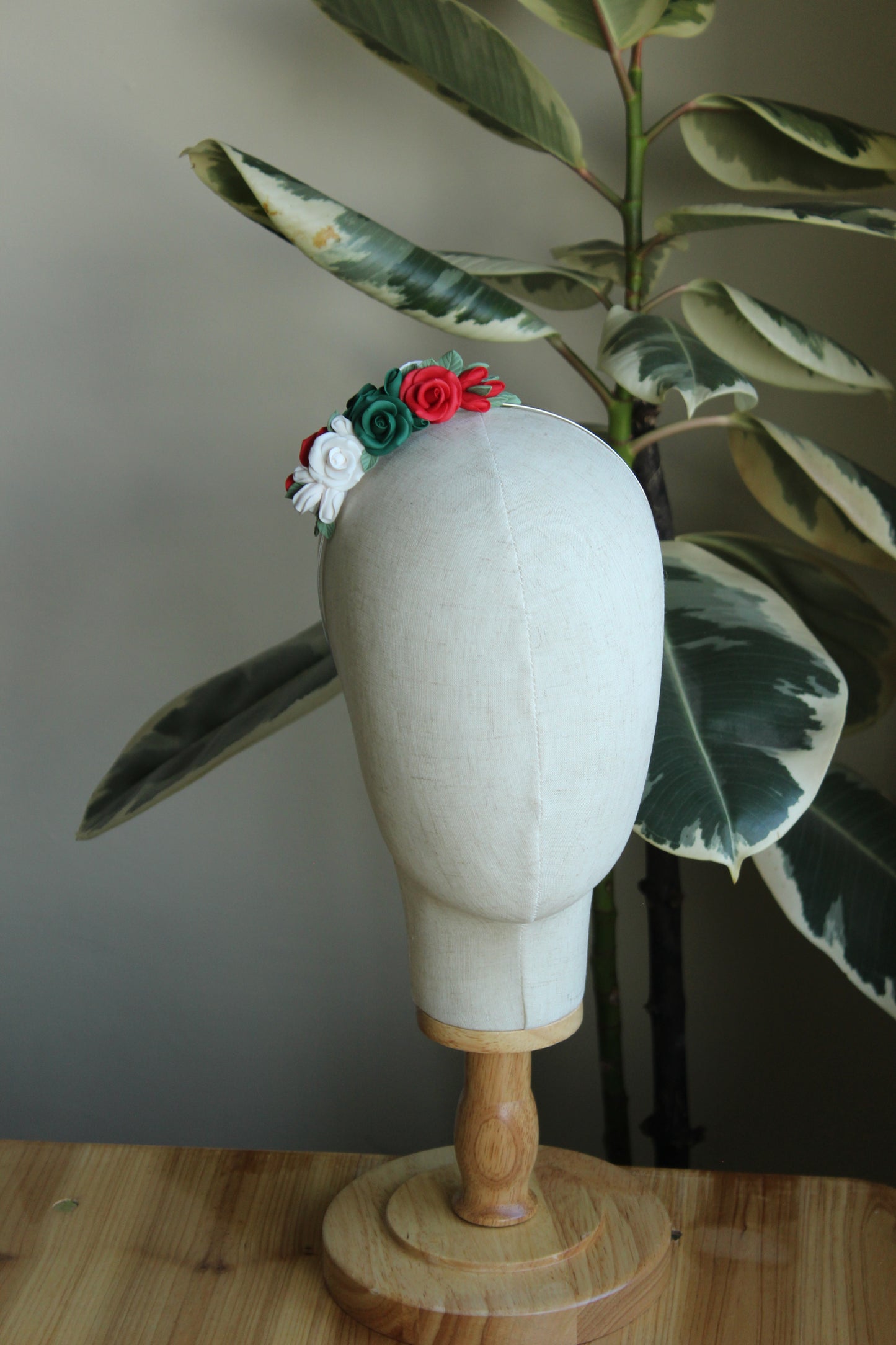 Raina Ethno-Floral Headband With Handmade Clay Roses