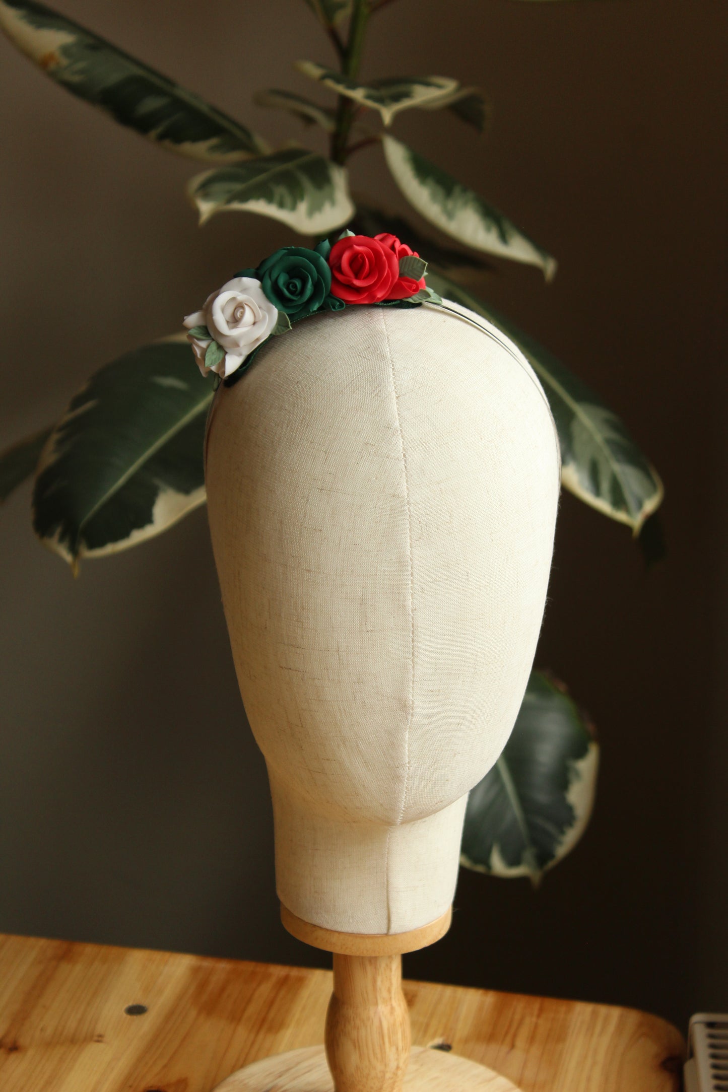 Raina Ethno-Floral Headband With Handmade Clay Roses